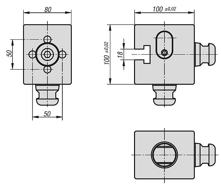 Adaptador de sujeción de ángulo tamaño de sistema 80 mm