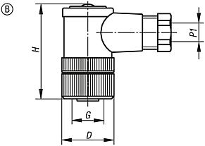 Conector fabricable con racor roscado, forma B