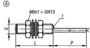 Interruptor de proximidad inductivo, forma A