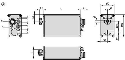 Actuadores de acero inoxidable o aluminio para unidades lineales, forma A