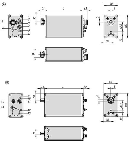 Actuadores de acero inoxidable o aluminio para unidades lineales