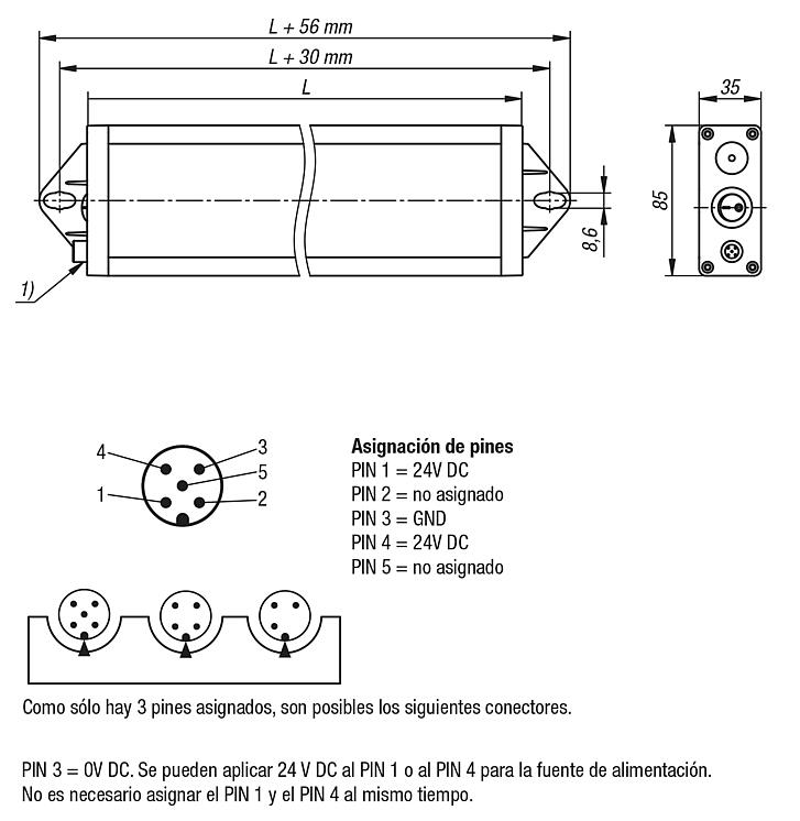 Lámparas LED para puestos de trabajo con carcasa de aluminio 5200 - 5700K, atenuables, 24 voltios DC