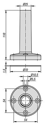 Pie con tubo integrado Ø25 mm