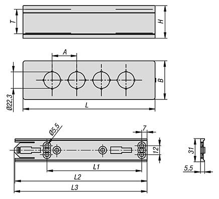Carcasa para aparatos de mando y notificación Apertura de instalación Ø 22,3 mm, forma B
