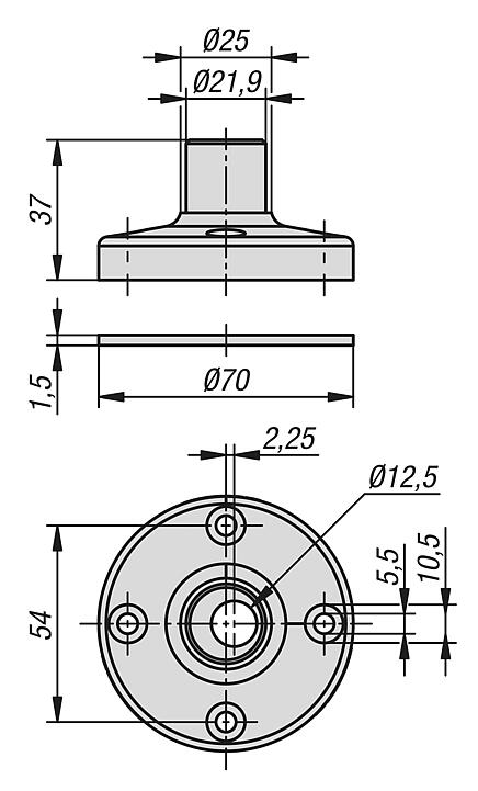 Pie para tubo de Ø25 mm