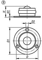 Ruedecillas esféricas de acero con bola de remache, forma B