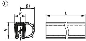 Perfiles de protección de cantos con centro de cable de acero integrado, forma C