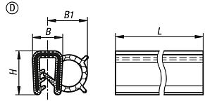 Perfiles de protección de cantos con centro de cable de acero integrado, forma D