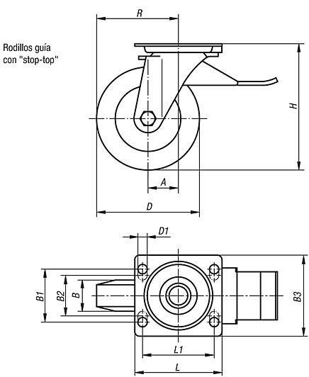 Rodillos guía con "stop-top"