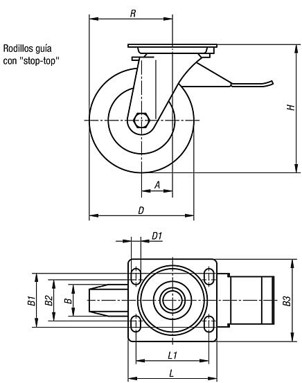 Rodillos guía con "stop-top"