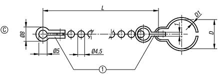 Cadenas de bolas forma C, con abrazadera anular