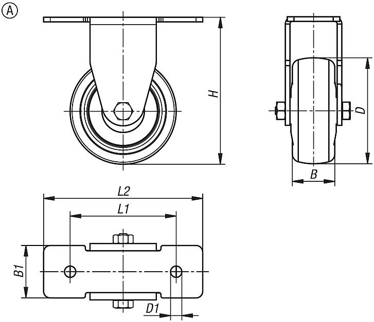 Rodillos guía y ruedas fijas de acero para aparatos, superficie de rodadura de TPU con conductividad eléctrica para perfiles de aluminio, forma A