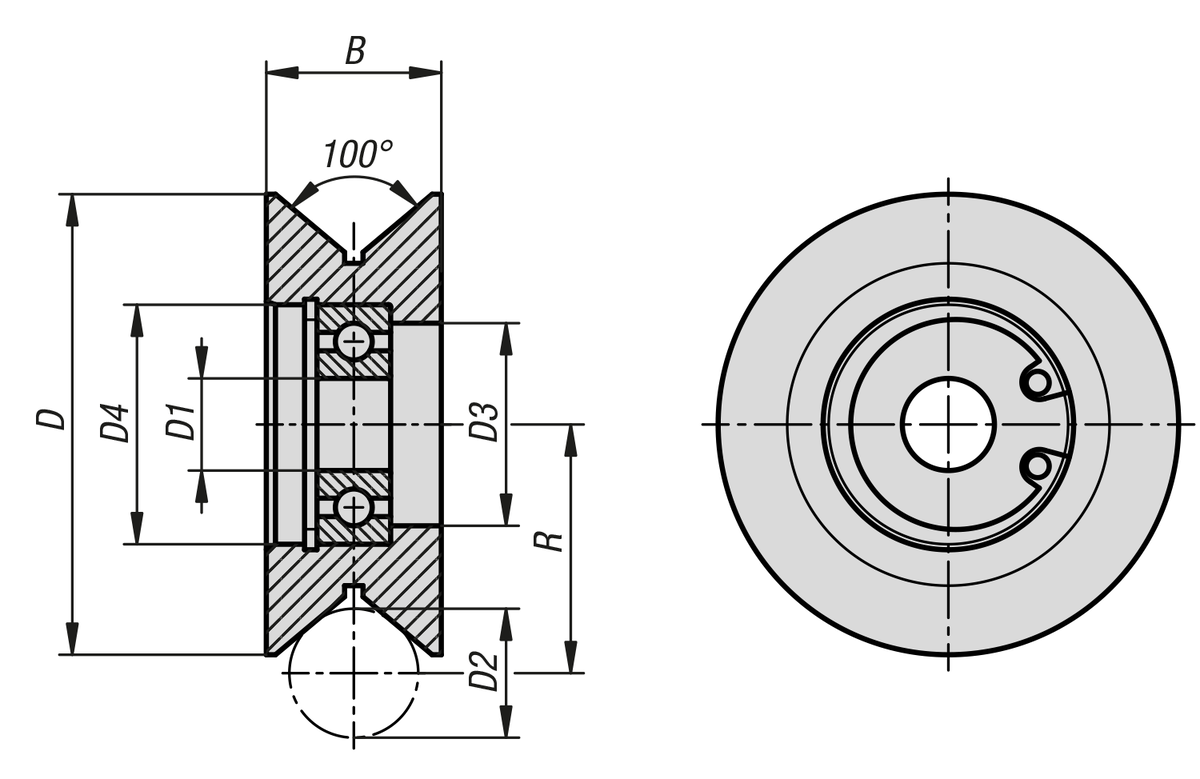 Rodillos guía de acero en forma de Y