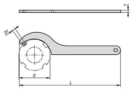 Llave de gancho con pivote DIN 1810B