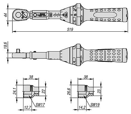 Llave dinamométrica para dispositivo de sujeción de 5 ejes