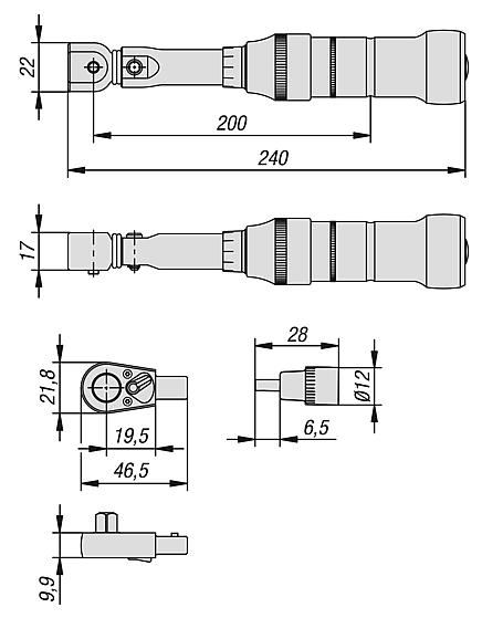 Llave dinamométrica para sistema de sujeción de módulo de 5 ejes