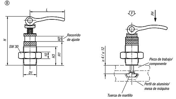 Excéntrico, módulo de sujeción, forma B