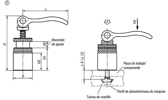 Excéntrico, módulo de sujeción, forma C