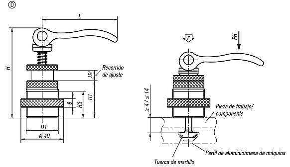 Excéntrico, módulo de sujeción, forma D